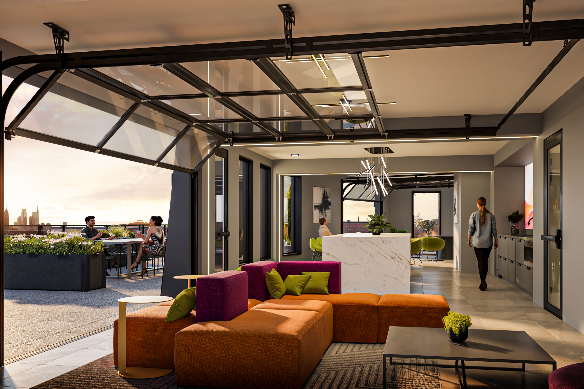 Rendering of the Glassworks lounge